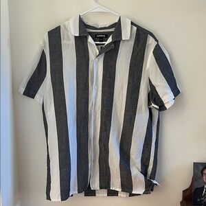 Express Men's Shirt with Bold Black and White Stripes